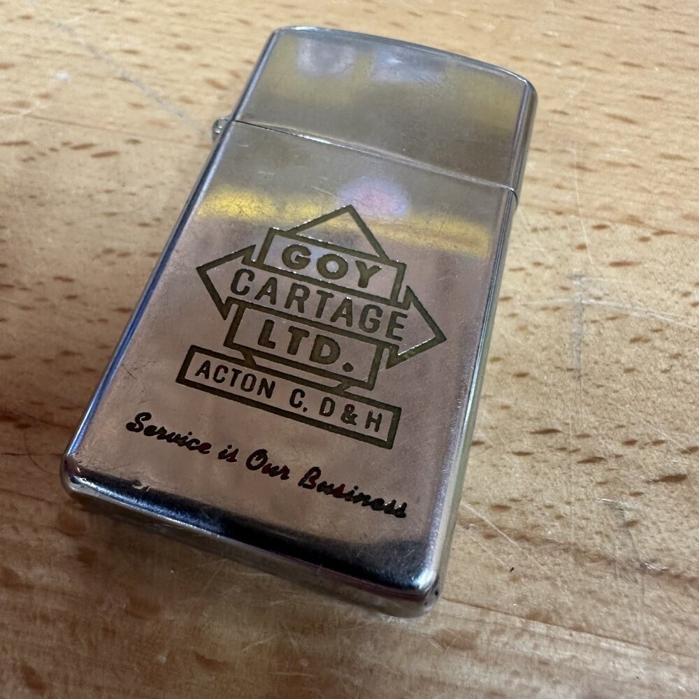 Vintage 1970s Zippo Lighter Goy Cartage Ltd Acton Ontario Advertising